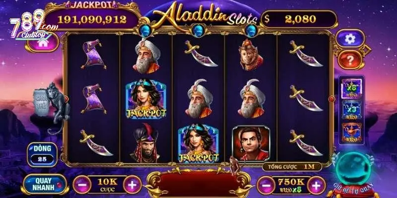 Giao diện chơi Slots Aladin tại 789club