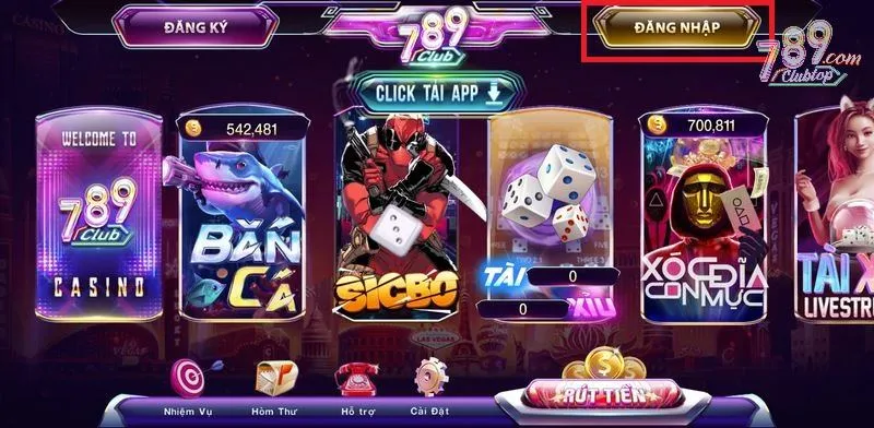 Truy cập trang web cổng game và chọn đăng nhập